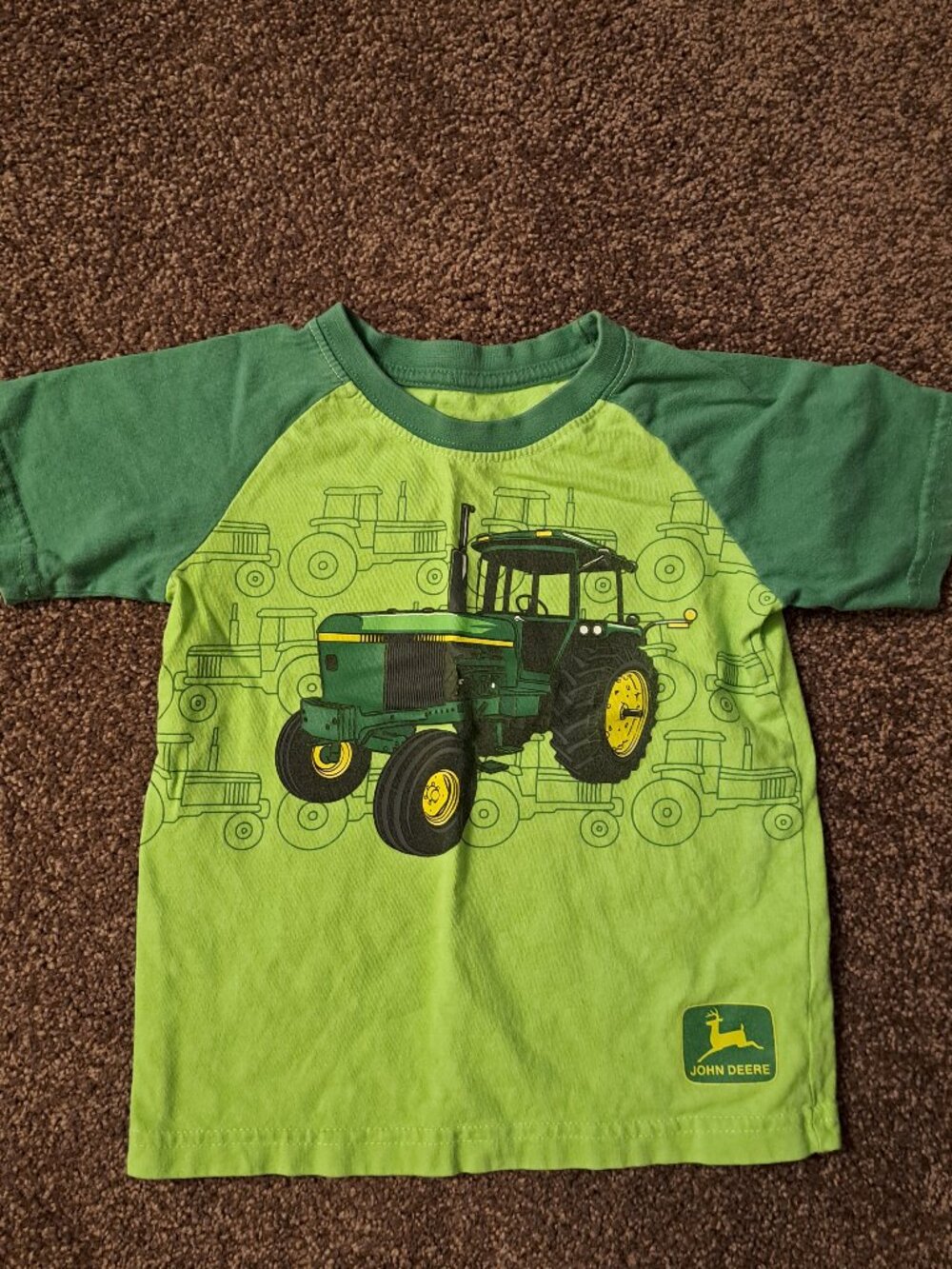 John Deere lime green cotton-blend short-sleeve t-shirt with tractor graphic